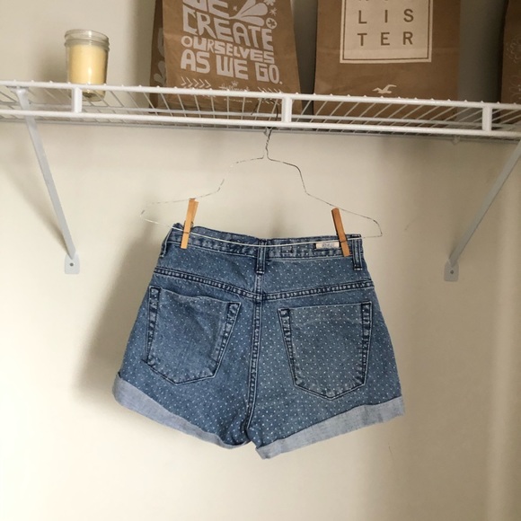 Brandy Melville Polka Dot Light Wash Jean Shorts - Picture 2 of 4